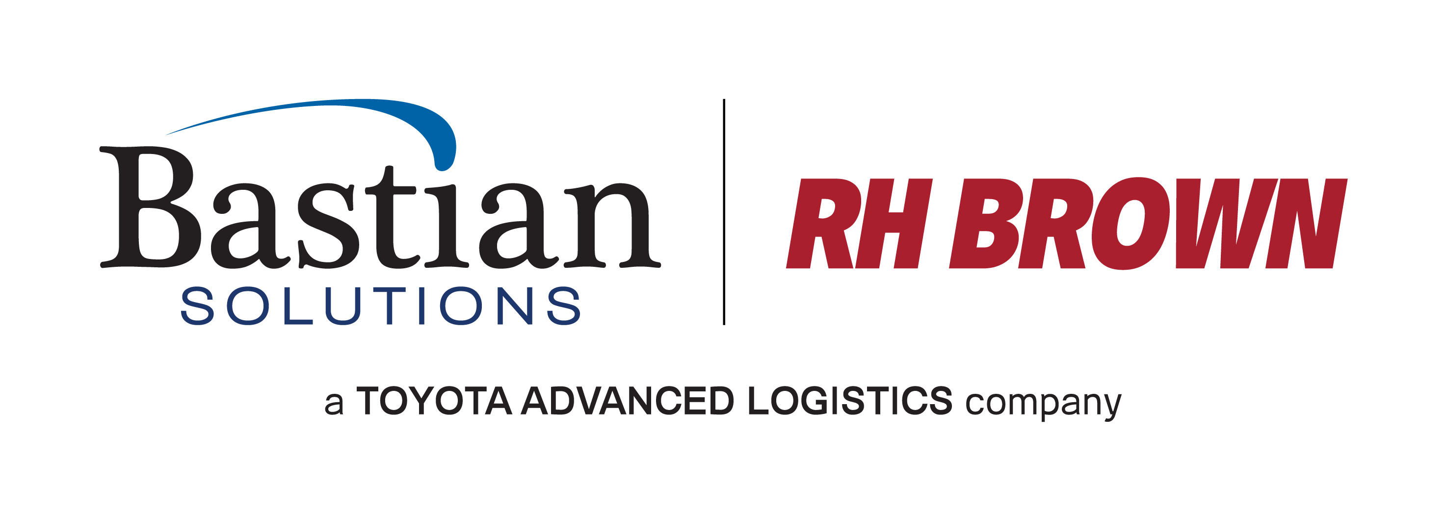 Logo showing Bastian Solutions and RH Brown with text underneath reading A Toyota Advanced Logistics company